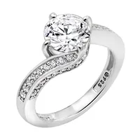 Womens 2 1/2 CT. T.W. Cubic Zirconia Sterling Silver Round Solitaire Bypass  Cocktail Ring