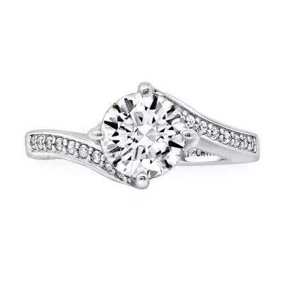 Womens 2 1/2 CT. T.W. Cubic Zirconia Sterling Silver Round Solitaire Bypass  Cocktail Ring