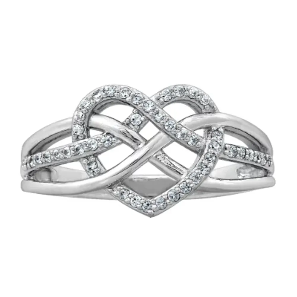 Womens 1/4 CT. T.W. Cubic Zirconia Sterling Silver Heart Promise Ring