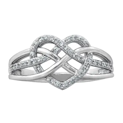 Womens 1/4 CT. T.W. Cubic Zirconia Sterling Silver Heart Promise Ring