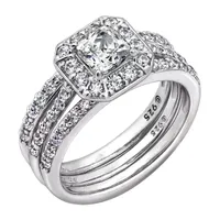 Womens 1 7/8 CT. T.W. Cubic Zirconia Sterling Silver Square Bridal Set