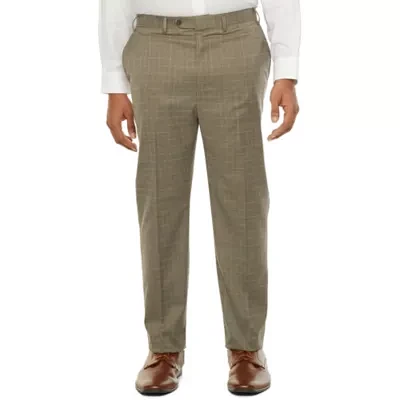 Shaquille O'Neal XLG Mens Big and Tall Plaid Stretch Fabric Classic Fit Flat Front Suit Pants