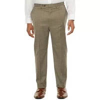 Shaquille O'Neal XLG Mens Big and Tall Plaid Stretch Fabric Classic Fit Flat Front Suit Pants