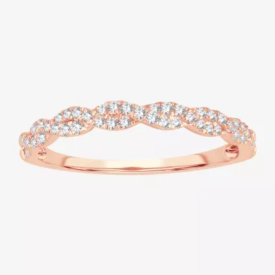 Signature By Modern Bride 1/5 CT. Natural White Diamond 10K Rose Gold Wedding Band