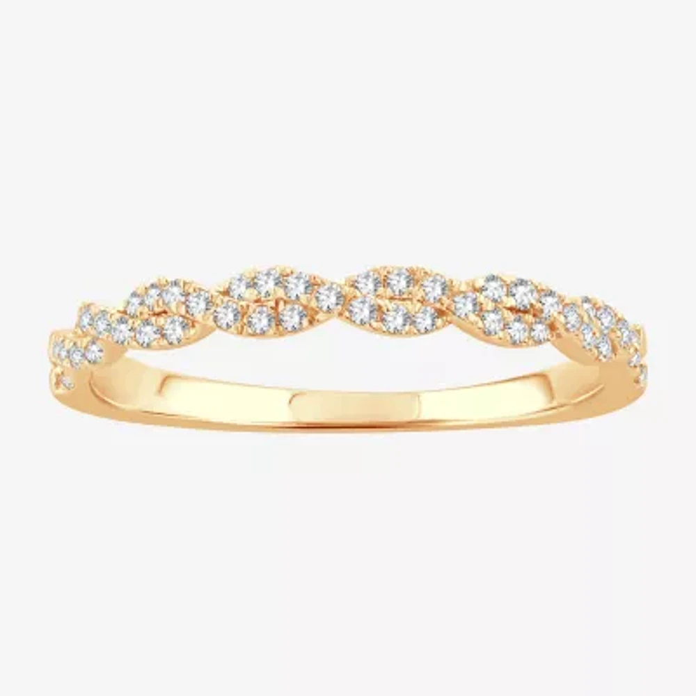 Womens 1/5 CT. Natural White Diamond 10K Gold Wedding Band
