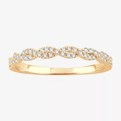 Womens 1/5 CT. Natural White Diamond 10K Gold Wedding Band