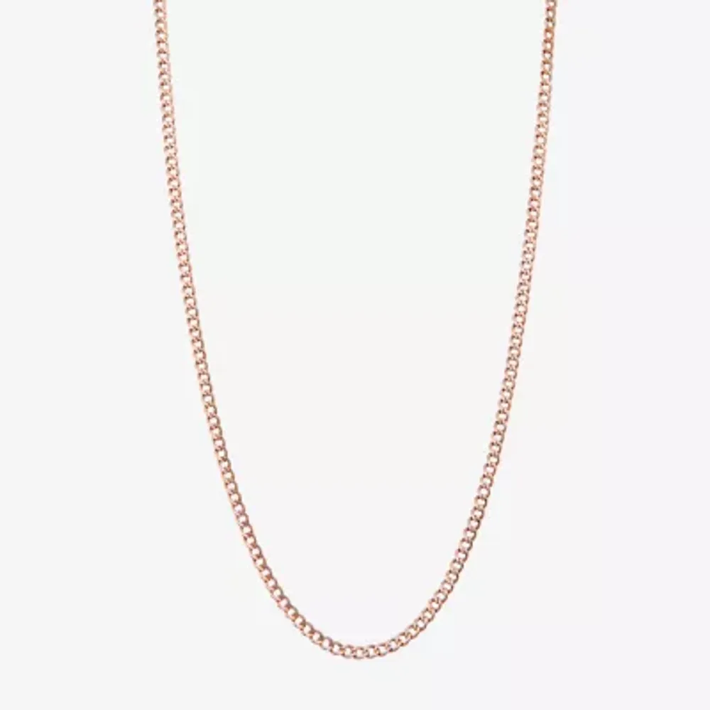 10K Rose Gold Inch Hollow Curb Chain Necklace