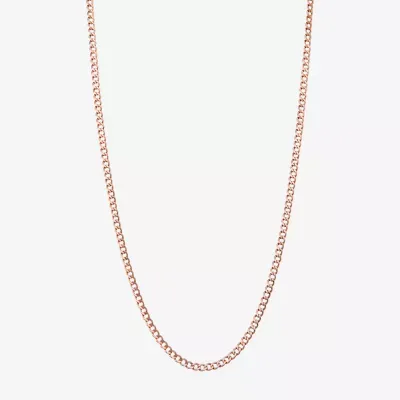 10K Rose Gold Inch Hollow Curb Chain Necklace