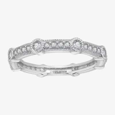 Cubic Zirconia Sterling Silver Round Band