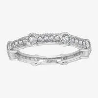 Cubic Zirconia Sterling Silver Round Band