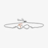 Hallmark Diamonds 1/10 CT. T.W. Natural Diamond 14K Rose Gold Over Silver Heart Infinity Bolo Bracelet