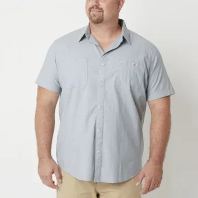 mutual weave Big and Tall Mens Easy-on + Easy-off Adaptive Classic Fit Short Sleeve Button-Down Shirt