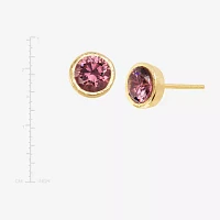 Lab Created White Cubic Zirconia 14K Gold 14K Gold Over Silver Round Stud Earrings