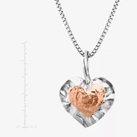 Womens 14K Two Tone Gold Over Silver Heart Pendant Necklace