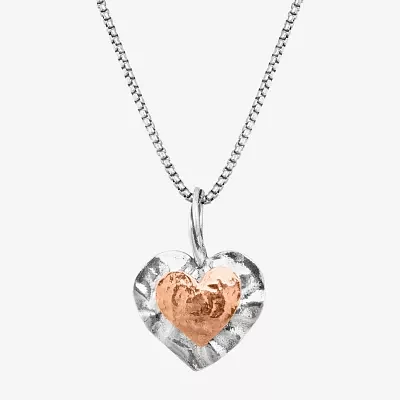 Womens 14K Two Tone Gold Over Silver Heart Pendant Necklace