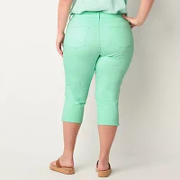 St. John's Bay Secretly Slender Denim Mid Rise Plus Capris