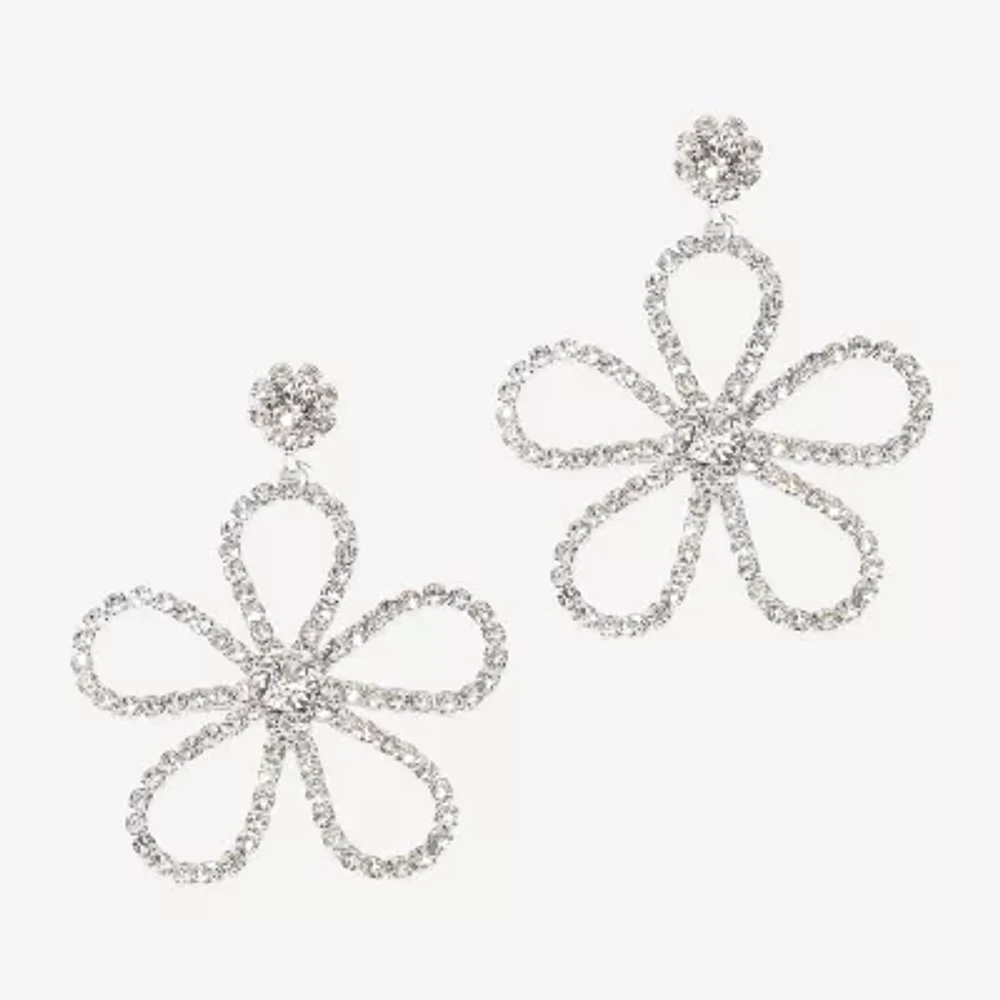 Bijoux Bar Silver Tone Glass Flower Drop Earrings