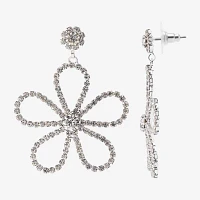 Bijoux Bar Silver Tone Glass Flower Drop Earrings