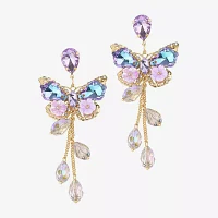 Bijoux Bar Gold Tone Glass Butterfly Drop Earrings