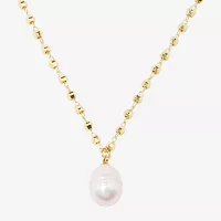 Bijoux Bar Gold Tone Womens Simulated Pearl Pendant Necklaces