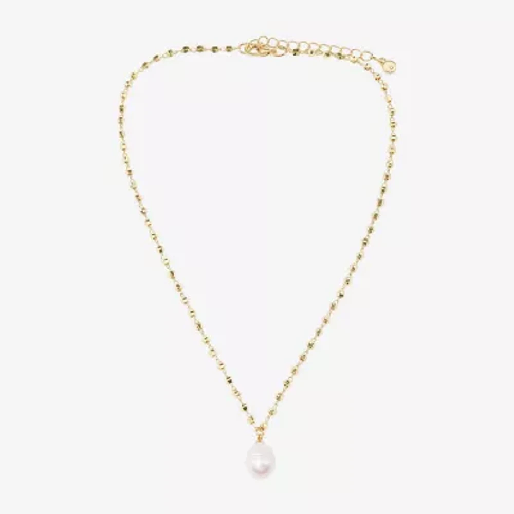Bijoux Bar Gold Tone Womens Simulated Pearl Pendant Necklaces