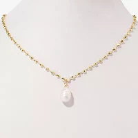 Bijoux Bar Gold Tone Womens Simulated Pearl Pendant Necklaces
