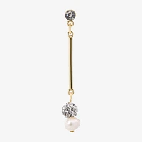 Bijoux Bar Delicates Gold Tone Cubic Zirconia Simulated Pearl Drop Earrings