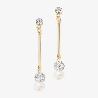 Bijoux Bar Delicates Gold Tone Cubic Zirconia Simulated Pearl Drop Earrings