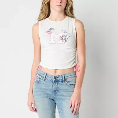 My Melody Cinched Muscle Tank Womens Juniors Crew Neck Sleeveless Hello Kitty Top