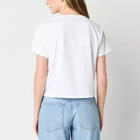 Juniors Rolling Stones Embelished Relaxed Cropped Tee Womens Crew Neck Short Sleeve Graphic T-Shirt