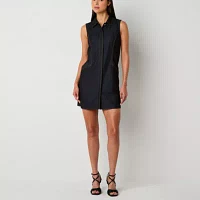Worthington Womens Sleeveless Polo Mini Dress