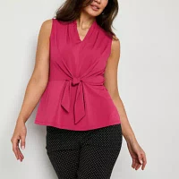 Liz Claiborne Womens V Neck Sleeveless Blouse