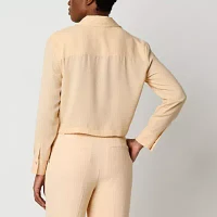 Worthington Womens Long Sleeve Crop Top