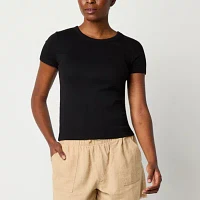 a.n.a Fitted Womens Crew Neck Short Sleeve T-Shirt