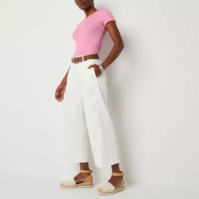 a.n.a Soft Drape Womens High Rise Wide Leg Cropped Jean
