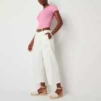 a.n.a Soft Drape Womens High Rise Wide Leg Cropped Jean