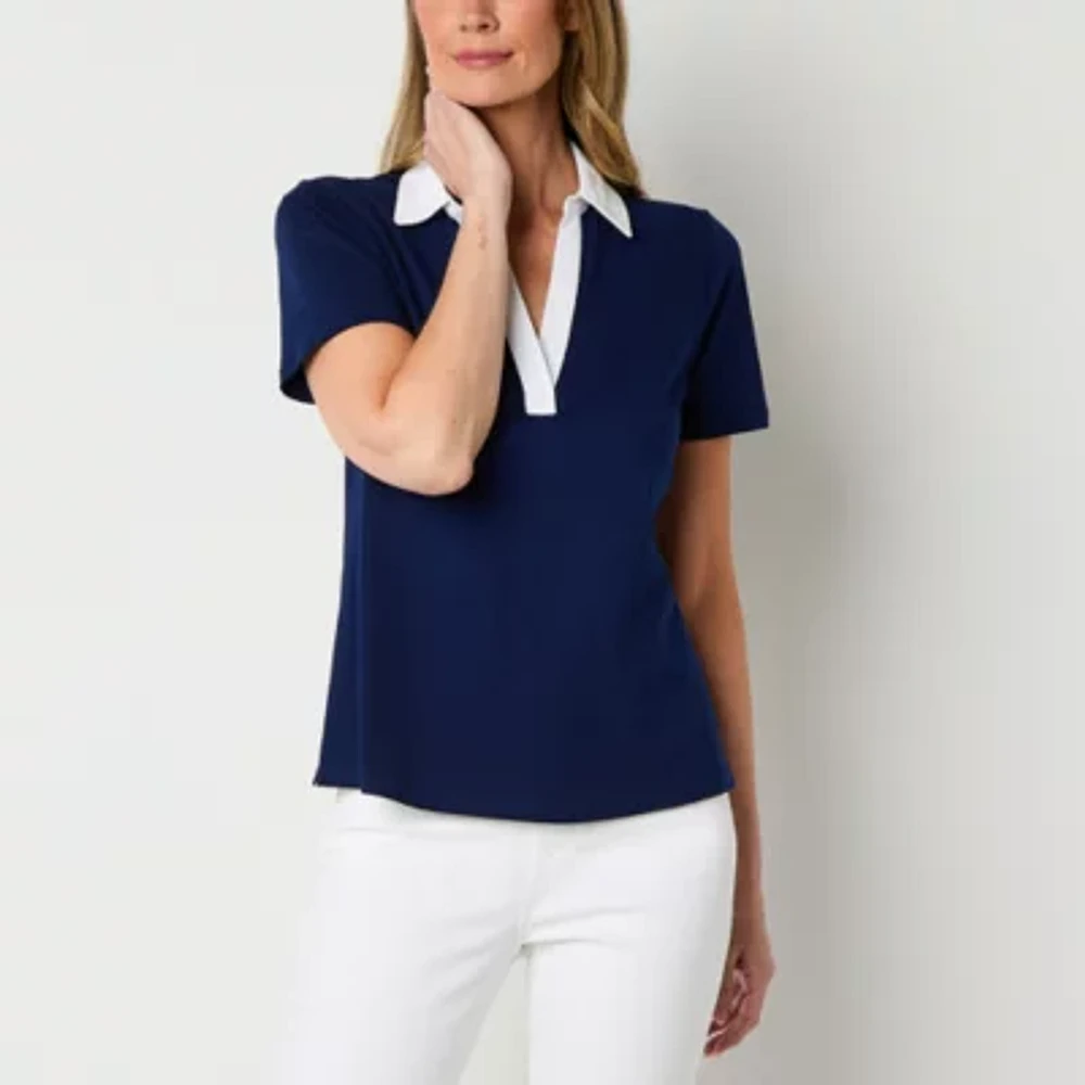 St. John's Bay Womens Short Sleeve Polo Shirt