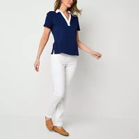 St. John's Bay Womens Short Sleeve Polo Shirt