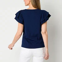 St. John's Bay Womens Round Neck Short Sleeve T-Shirt