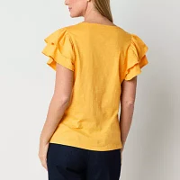 St. John's Bay Womens Round Neck Short Sleeve T-Shirt