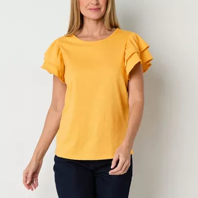 St. John's Bay Womens Round Neck Short Sleeve T-Shirt