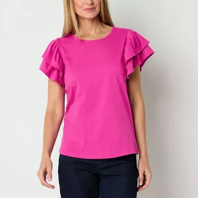 St. John's Bay Womens Round Neck Short Sleeve T-Shirt
