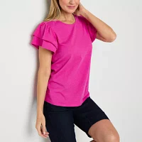 St. John's Bay Womens Round Neck Short Sleeve T-Shirt