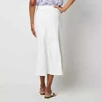 Liz Claiborne Womens Mid Rise Midi A-Line Skirt