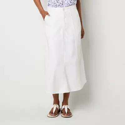 Liz Claiborne Womens Mid Rise Midi A-Line Skirt