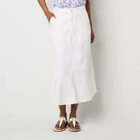 Liz Claiborne Womens Mid Rise Midi A-Line Skirt