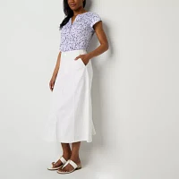 Liz Claiborne Womens Mid Rise Midi A-Line Skirt