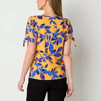 Liz Claiborne Womens Crew Neck Short Sleeve Blouse