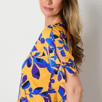 Liz Claiborne Womens Crew Neck Short Sleeve Blouse