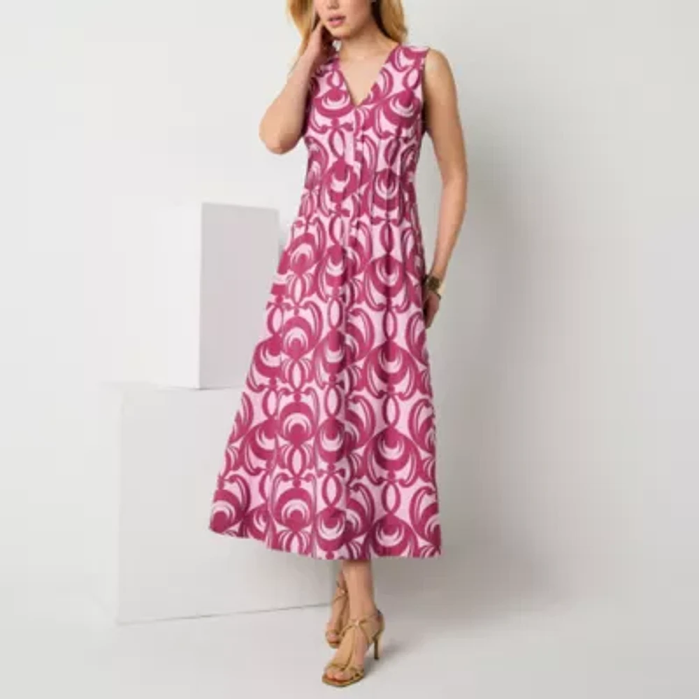 Worthington Womens Short Sleeve Maxi Dress